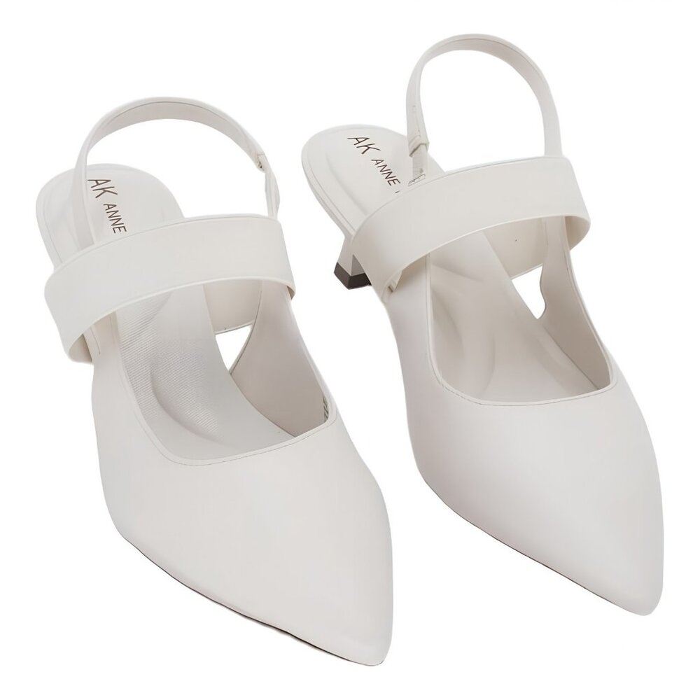 Anne Klein Issia Kitten Heel Slingback Pumps Bone Size 7